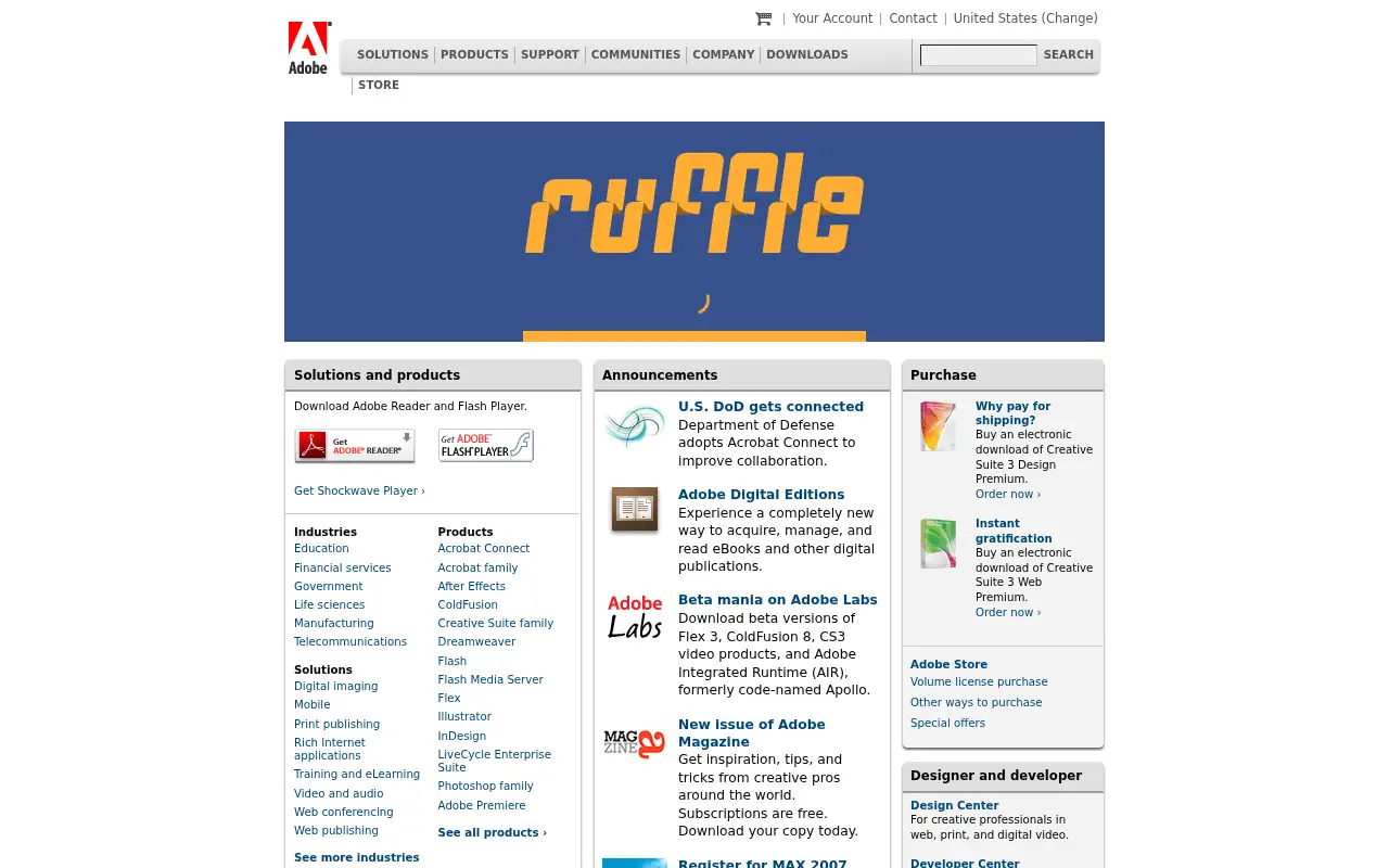 macromedia.com in 2007