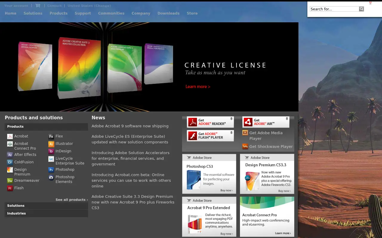macromedia.com in 2008