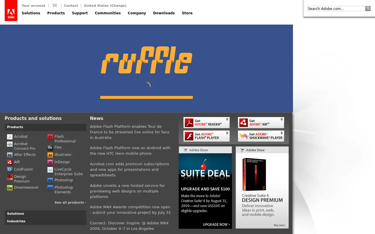macromedia.com in 2009