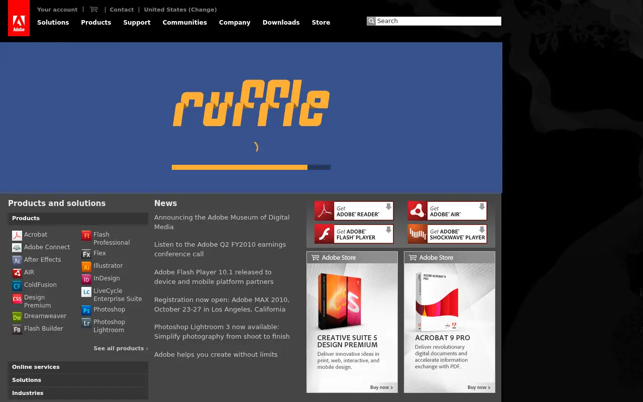 macromedia.com in 2010
