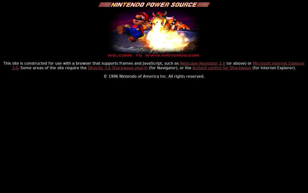 nintendo.com in 1996
