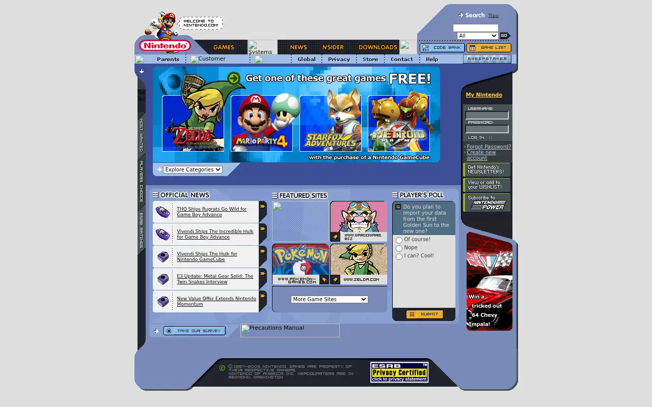 nintendo.com in 2003