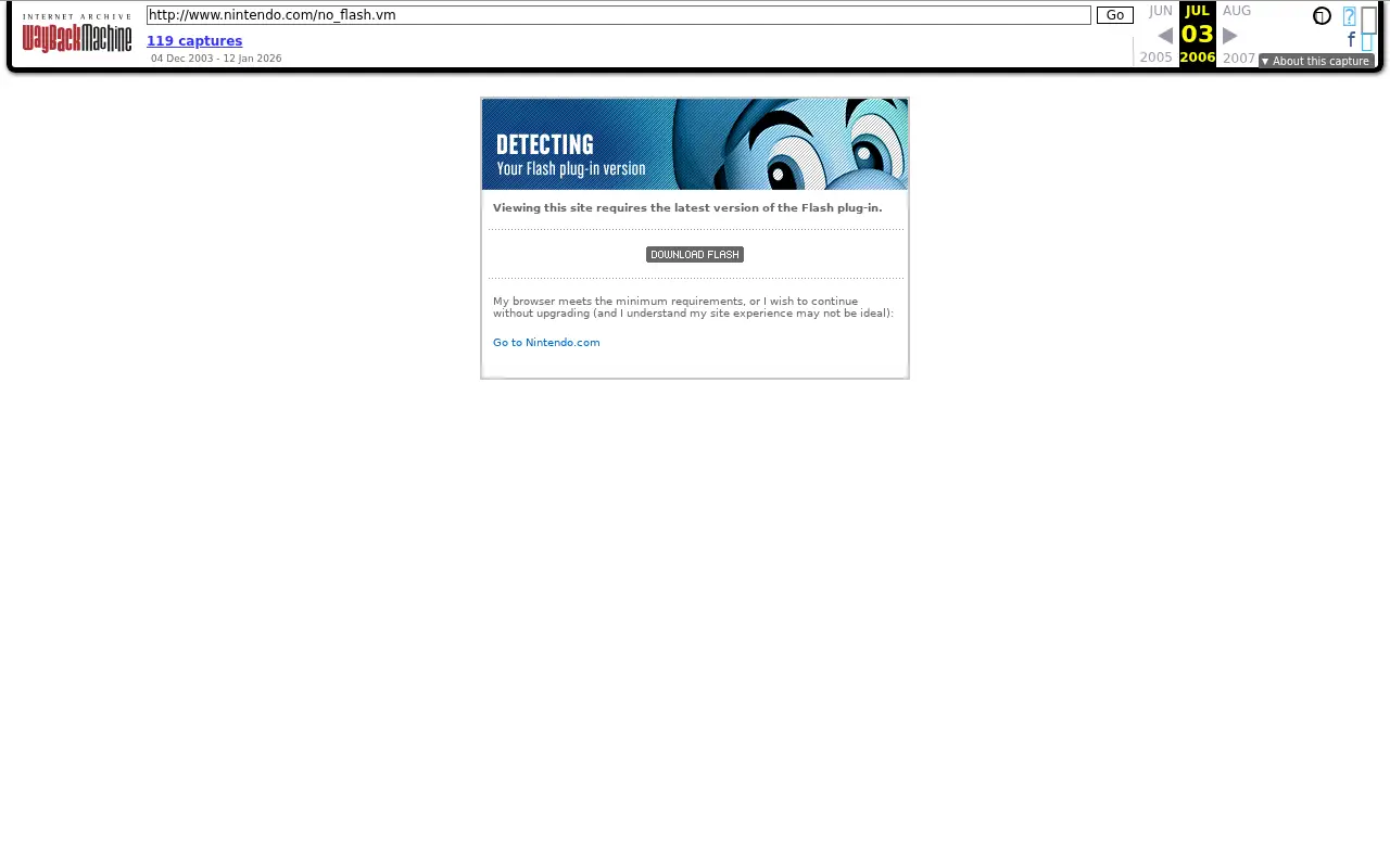 nintendo.com on July 3, 2006