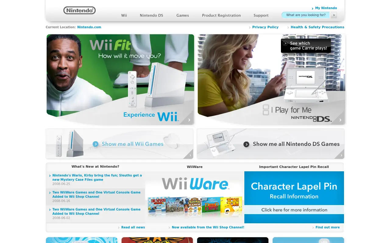 nintendo.com in 2008
