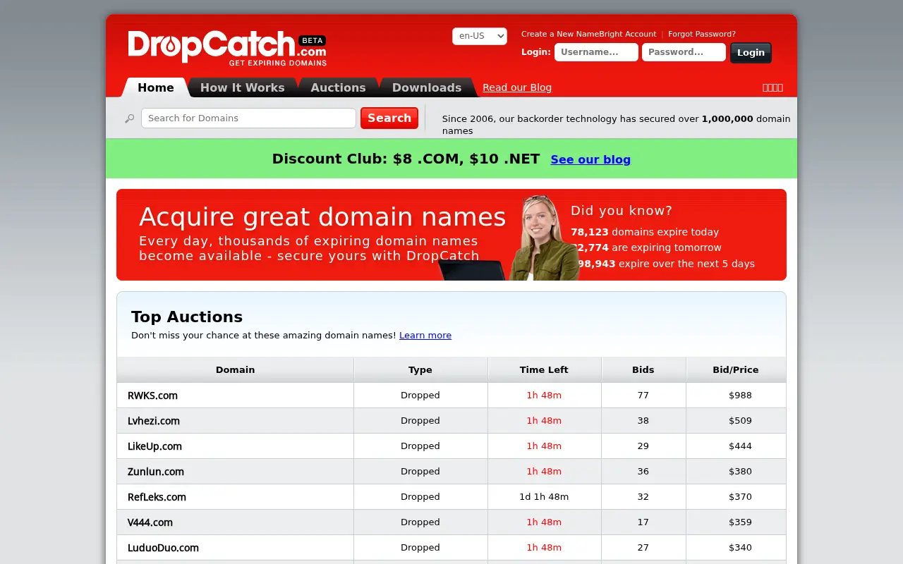 dropcatch.com in 2018