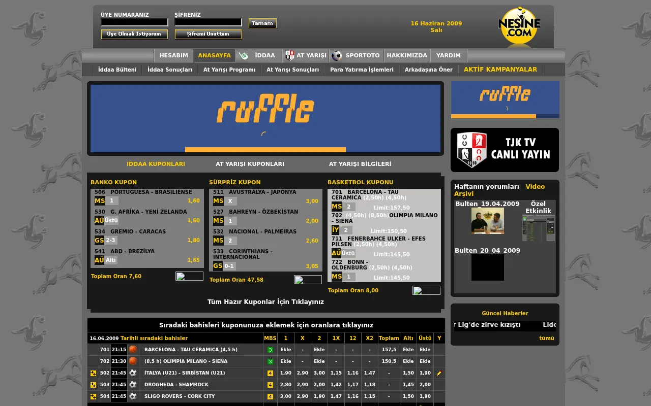 nesine.com in 2009