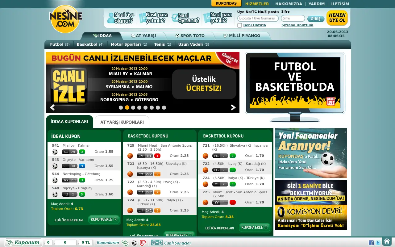 nesine.com in 2013
