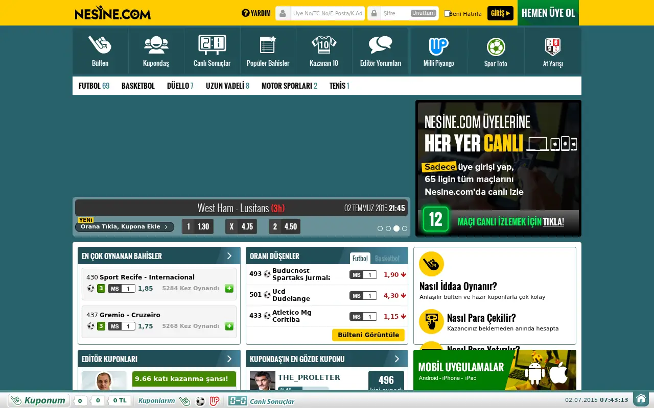 nesine.com in 2015