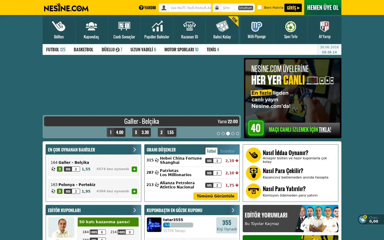 nesine.com in 2016