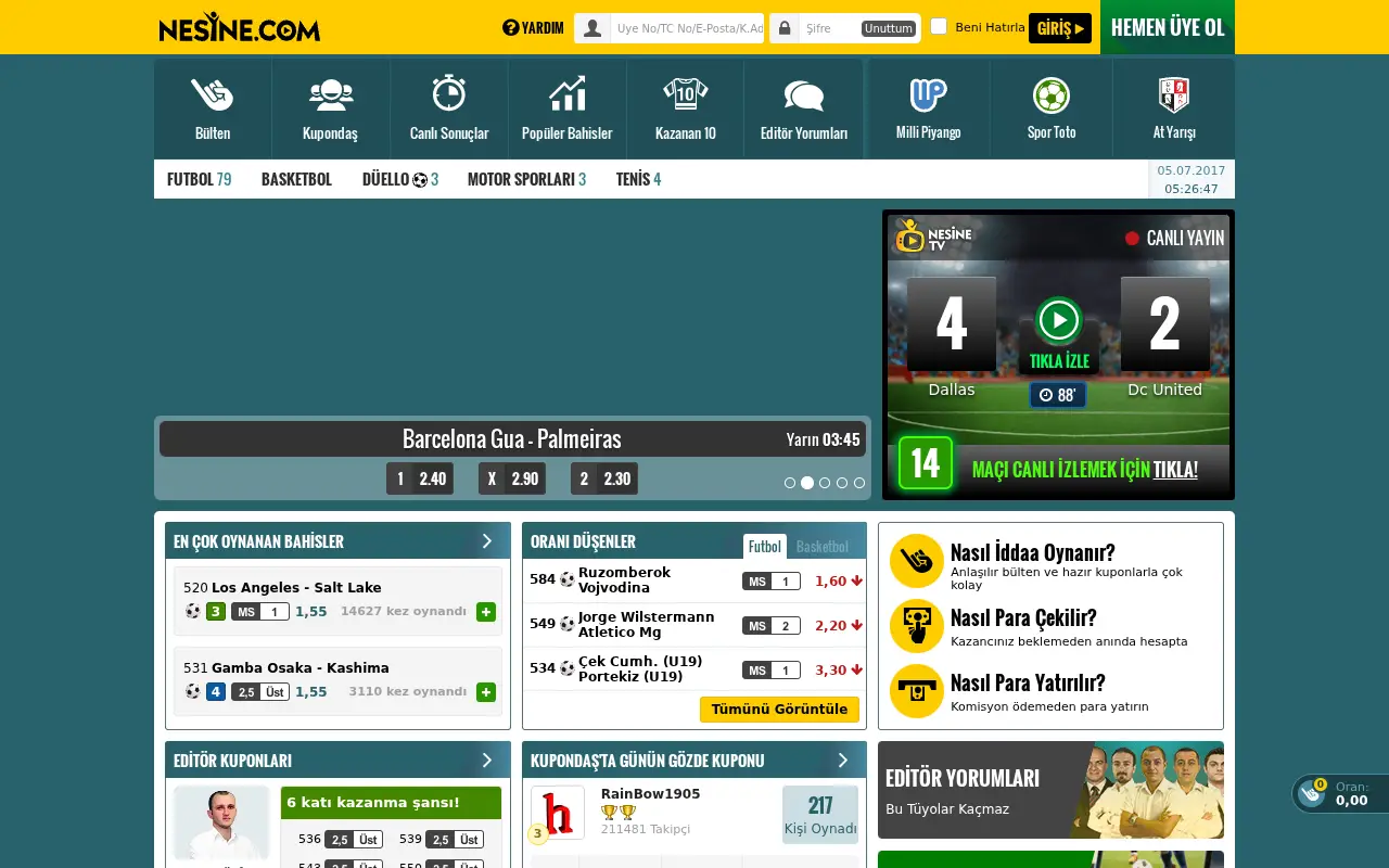nesine.com in 2017