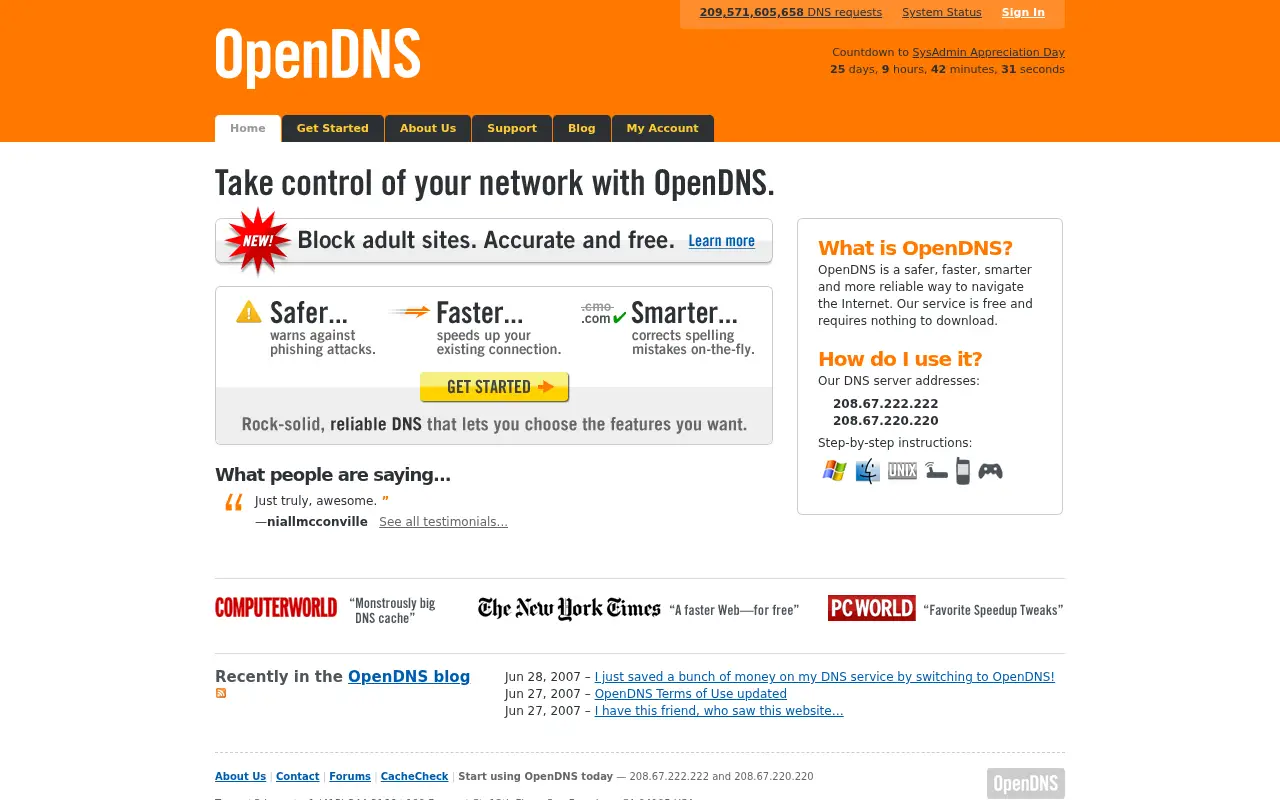 opendns.com on July 1, 2007