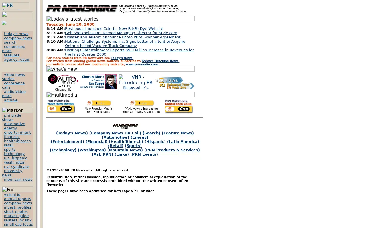 prnewswire.com on July 6, 2000