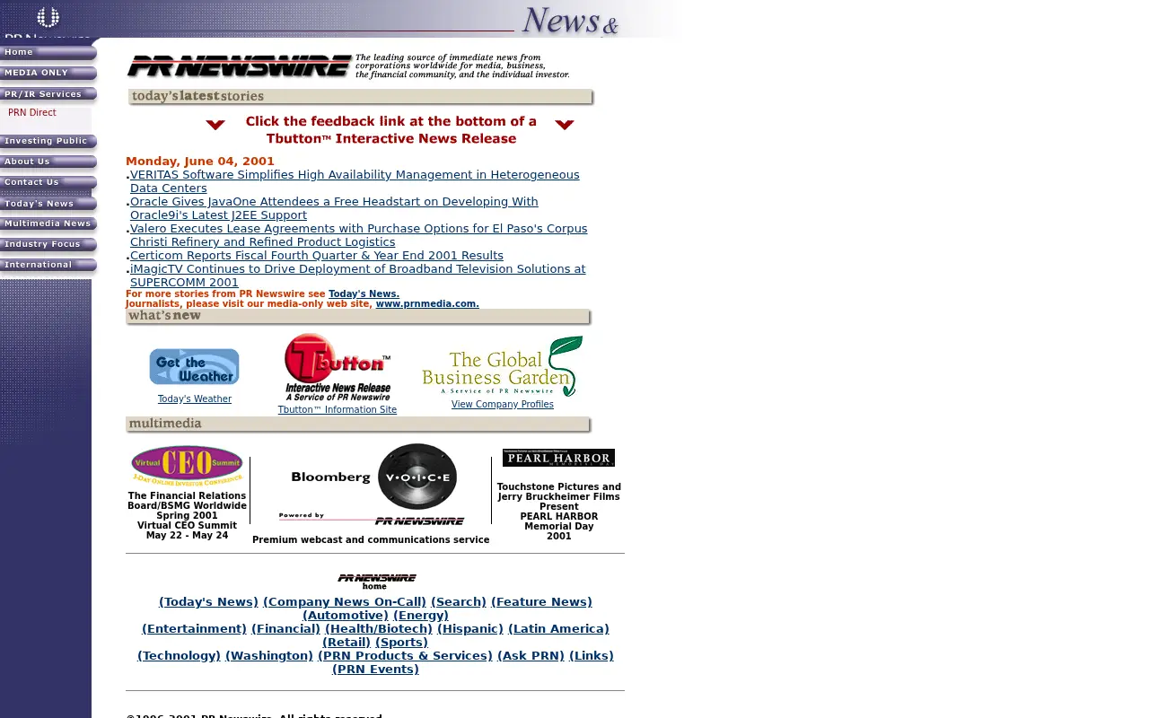 prnewswire.com in 2001