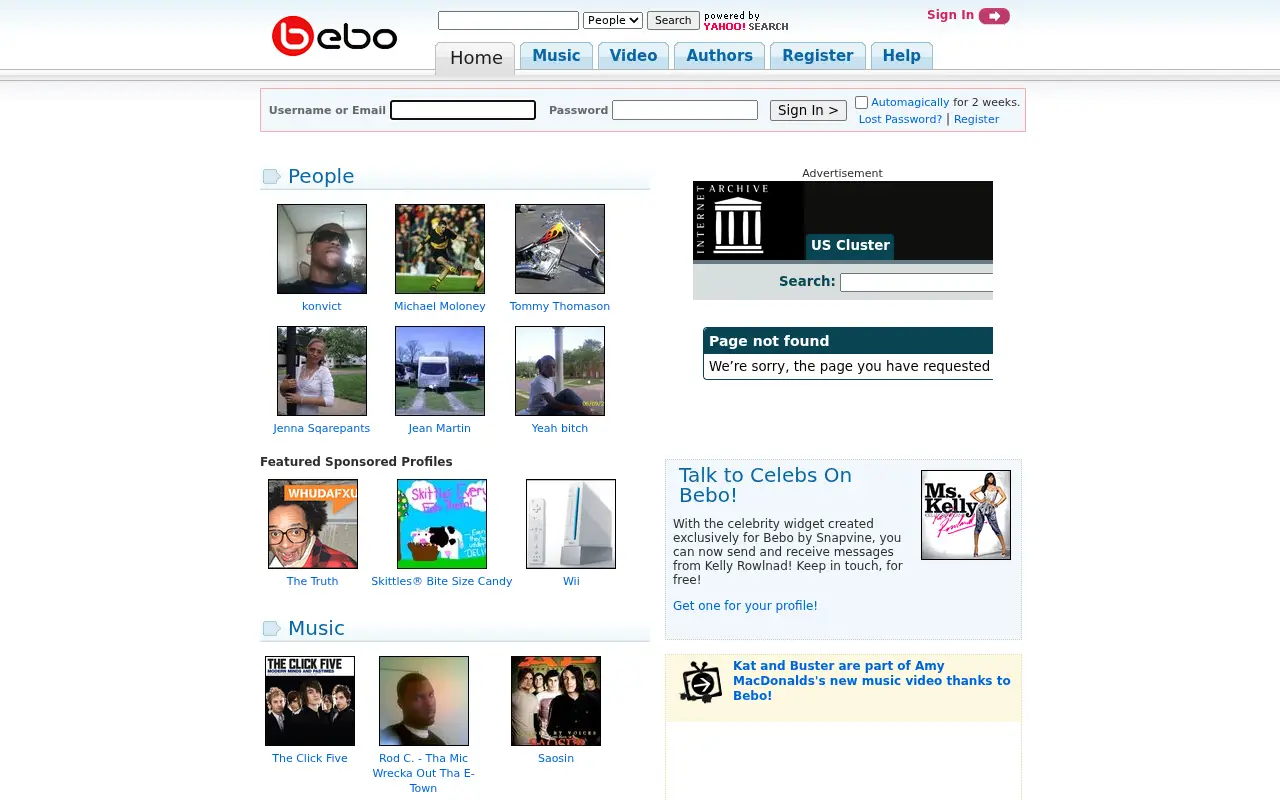 bebo.com in 2007