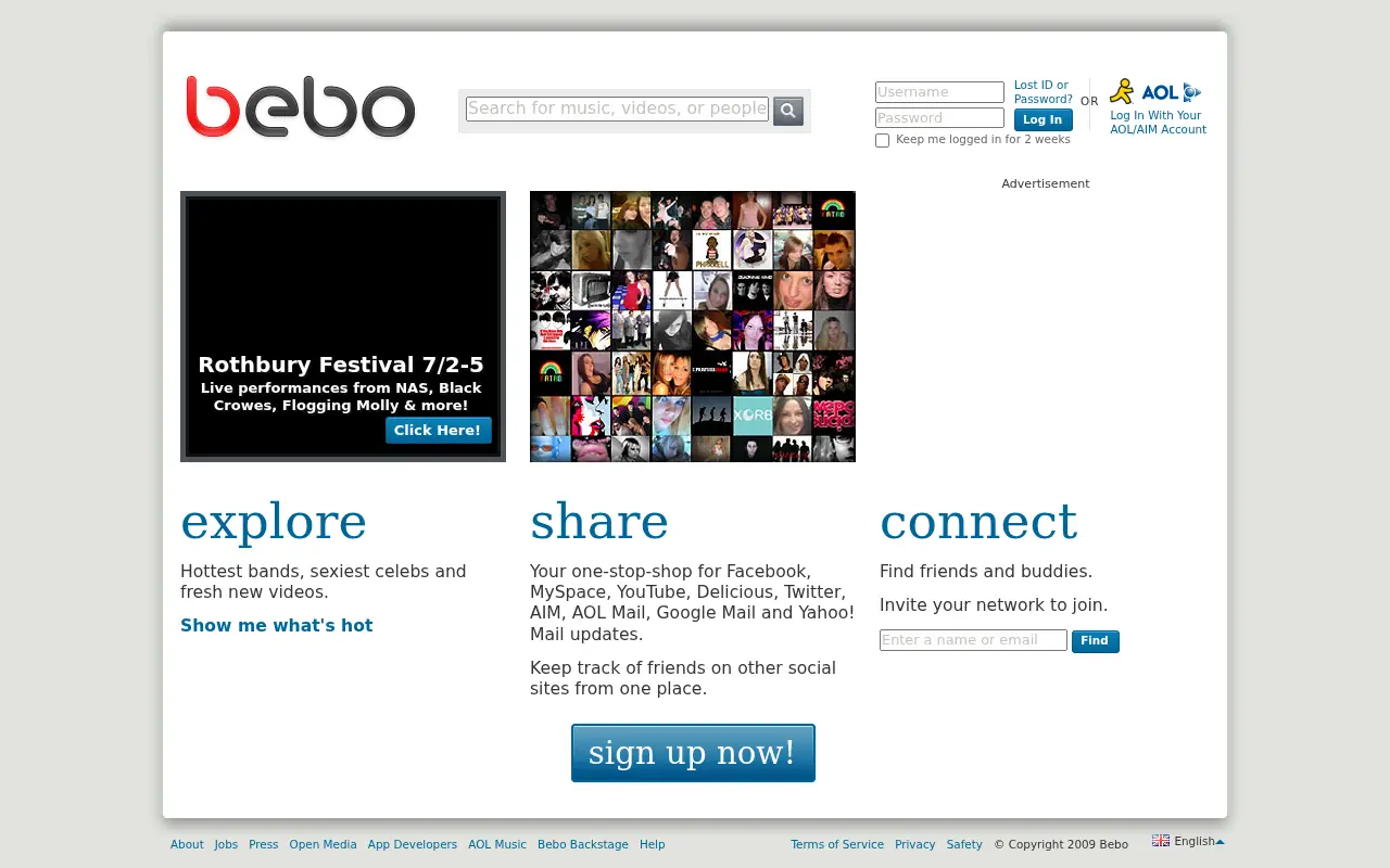 bebo.com in 2009
