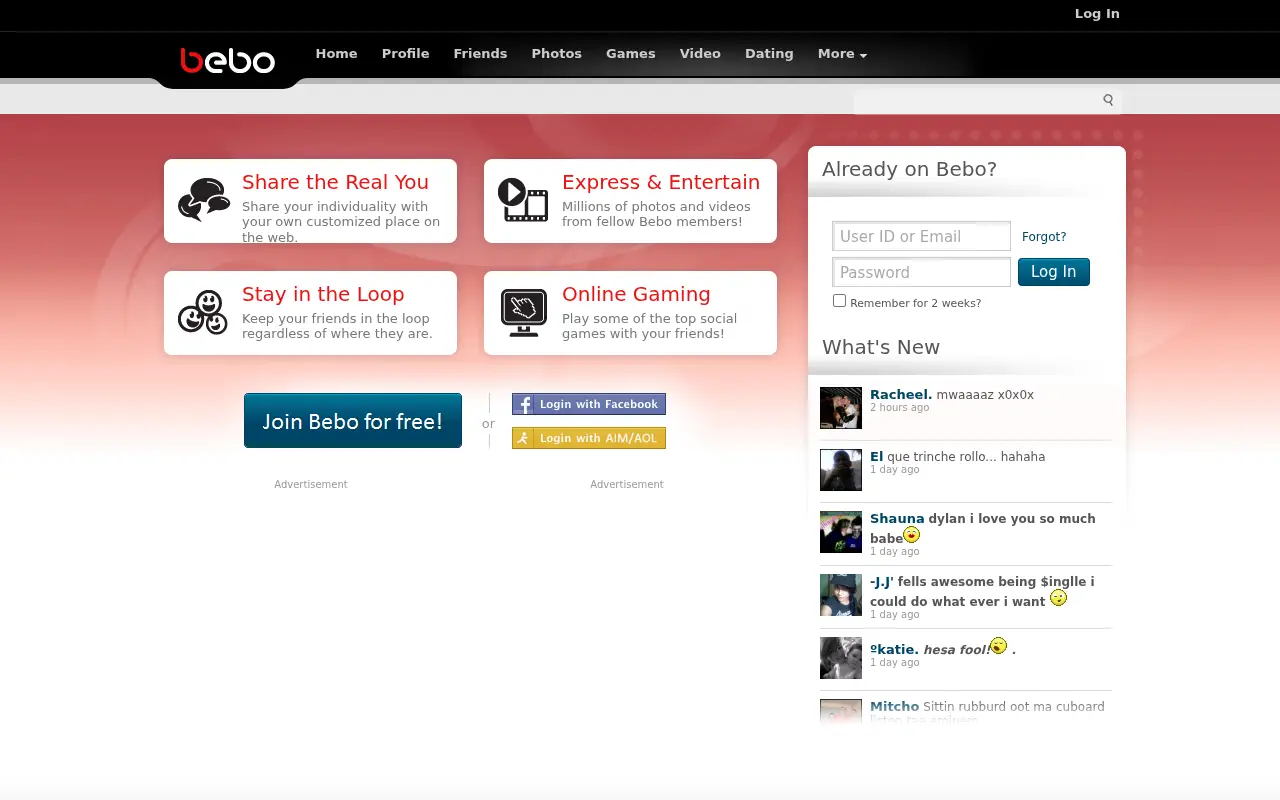 bebo.com on June 30, 2011