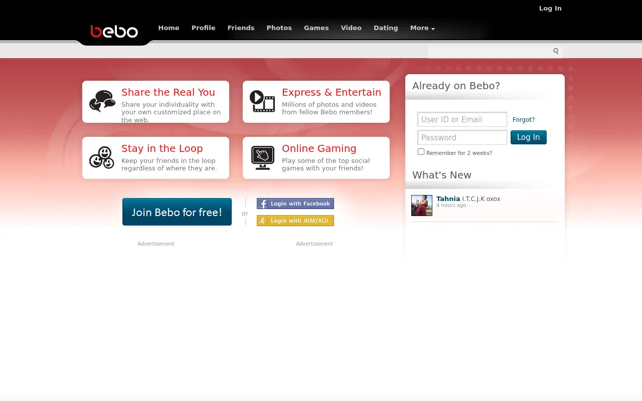 bebo.com in 2012
