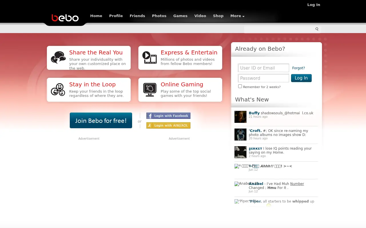 bebo.com on July 2, 2013