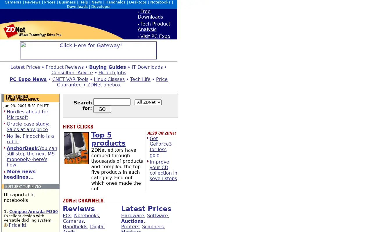 zdnet.com in 2001