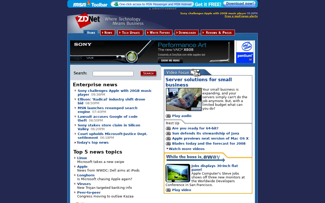 zdnet.com in 2004