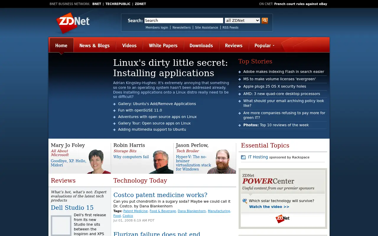 zdnet.com in 2008