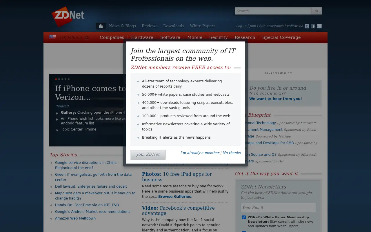 zdnet.com in 2010