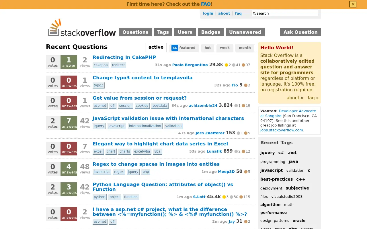 stackoverflow.com in 2009