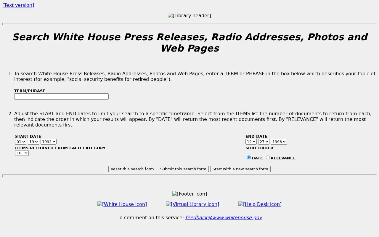 whitehouse.gov in 1996