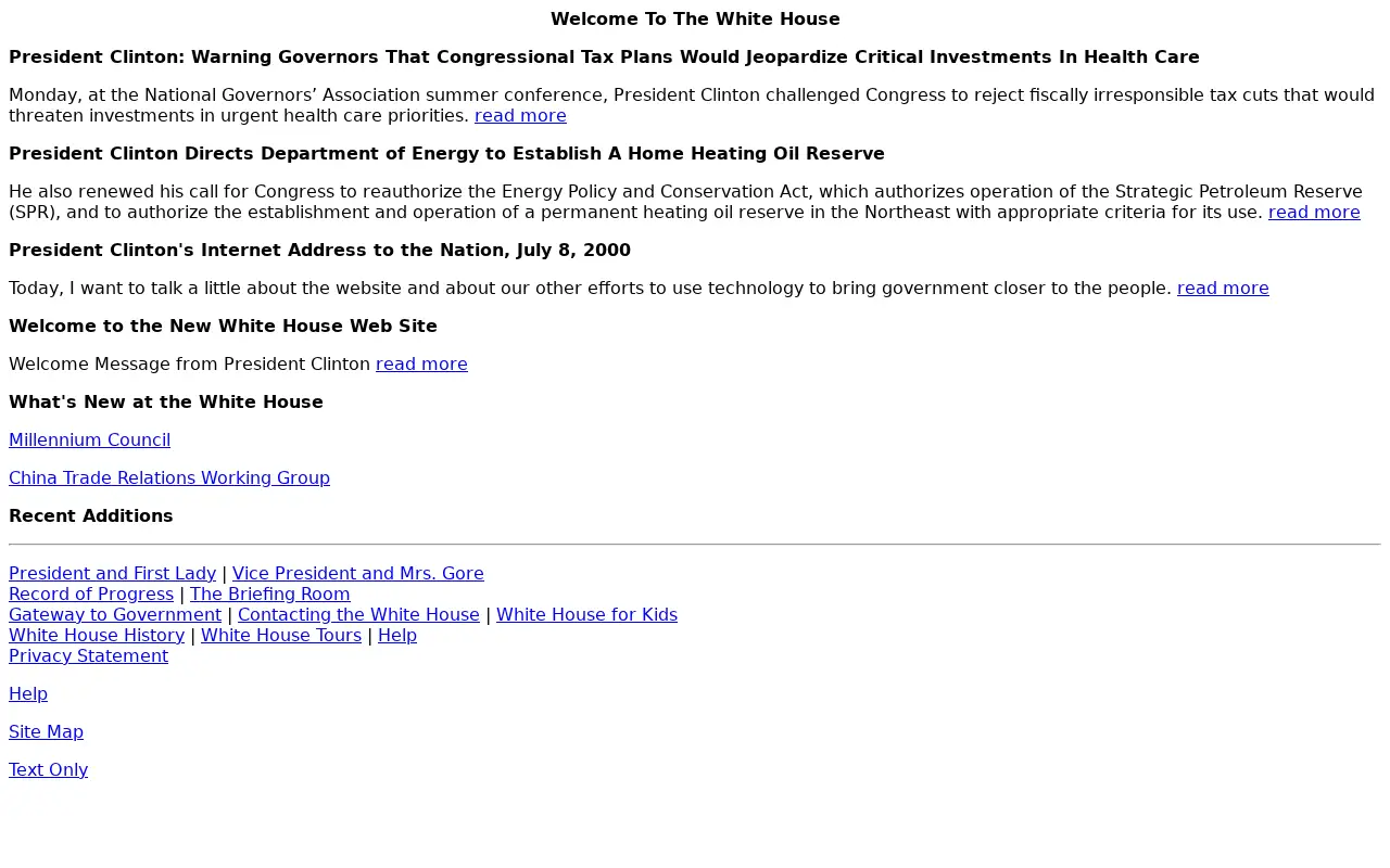 whitehouse.gov in 2000