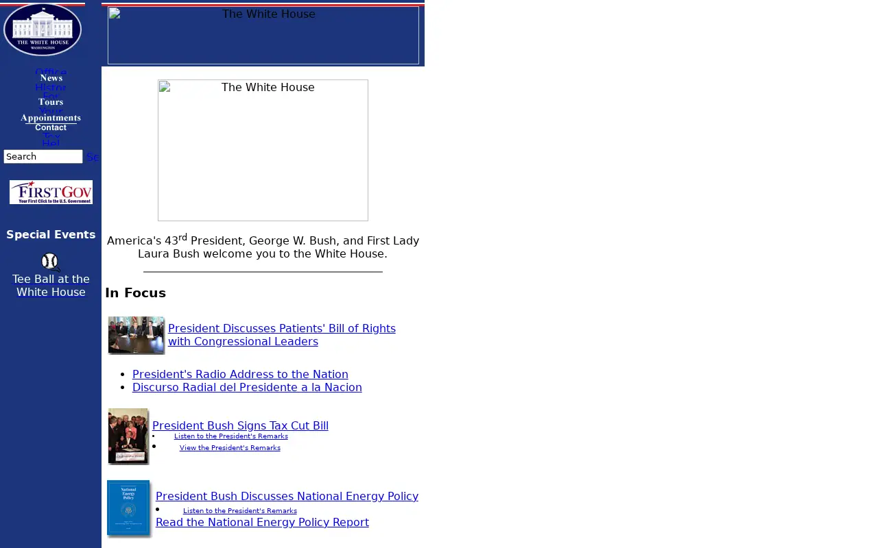 whitehouse.gov in 2001