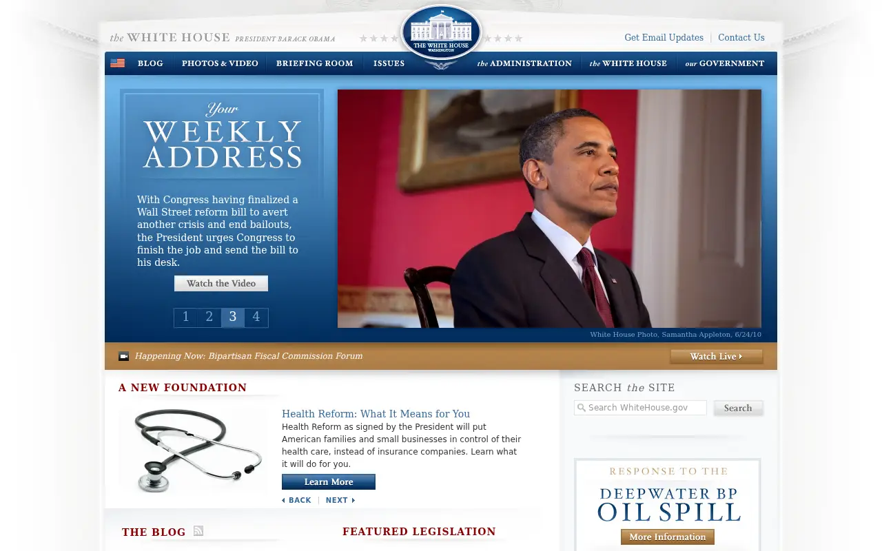 whitehouse.gov in 2010