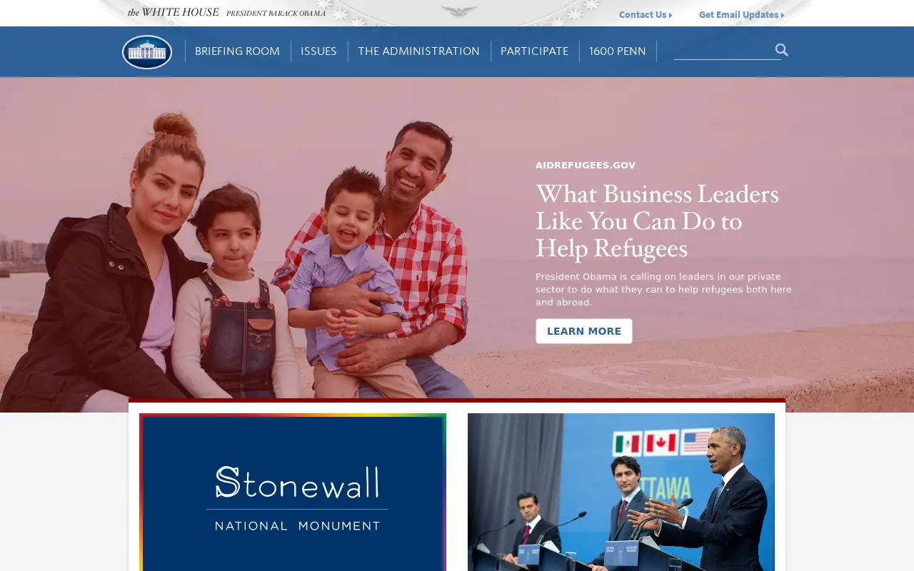 whitehouse.gov in 2016