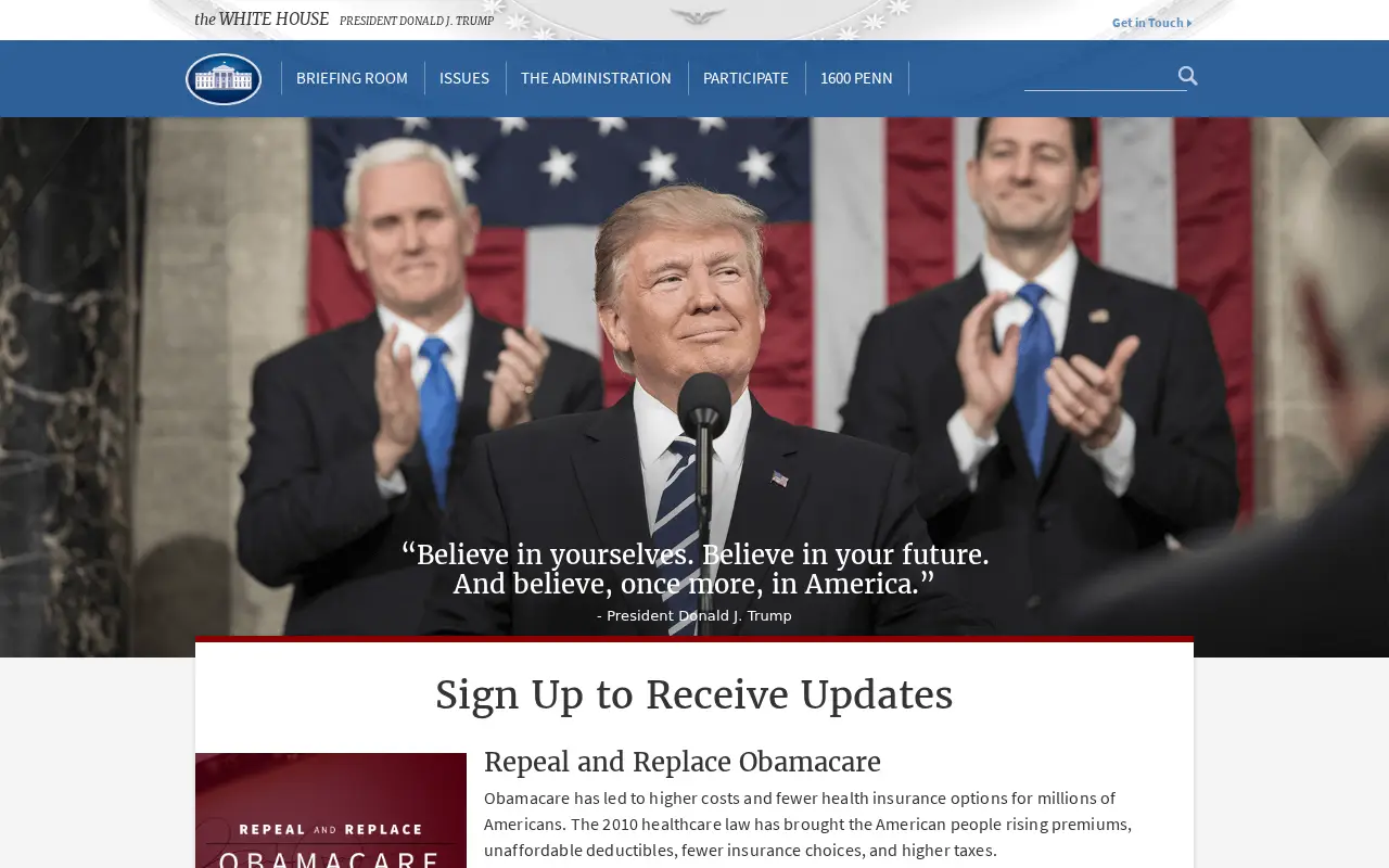 whitehouse.gov in 2017