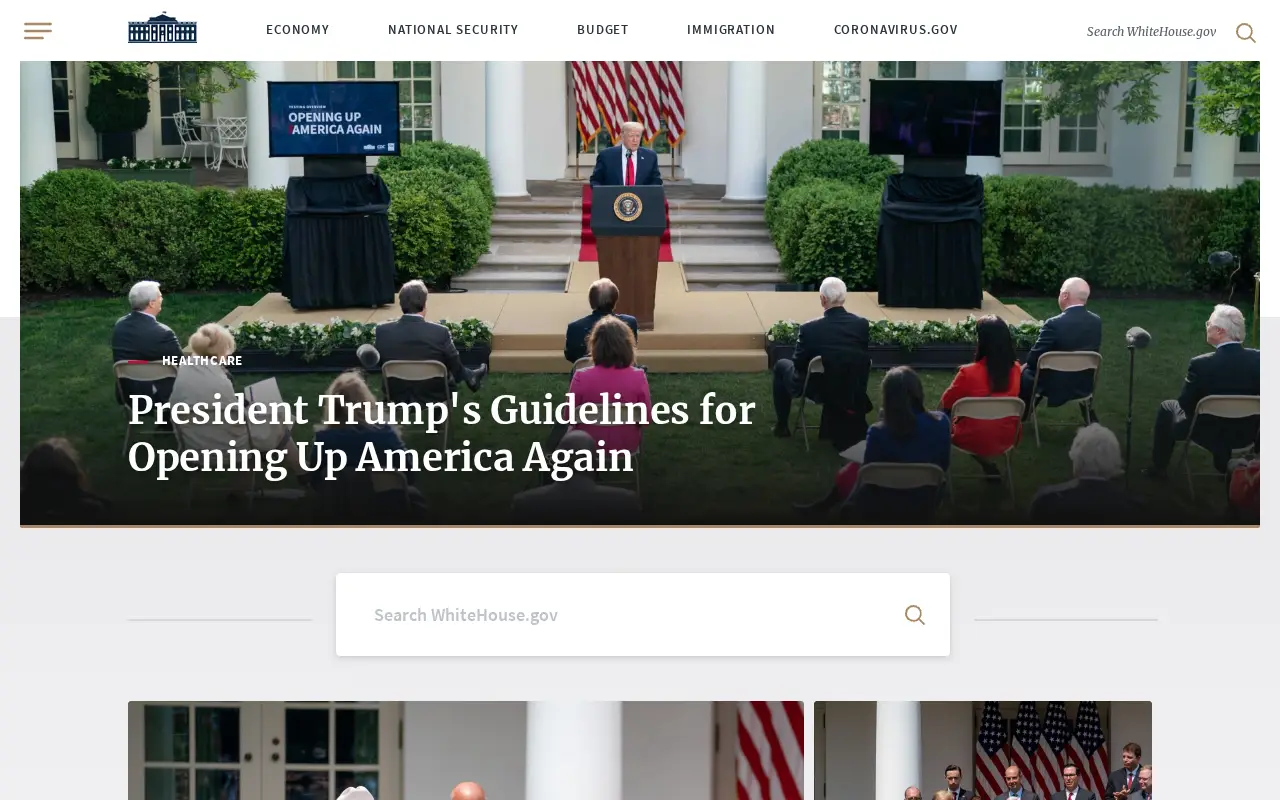 whitehouse.gov in 2020