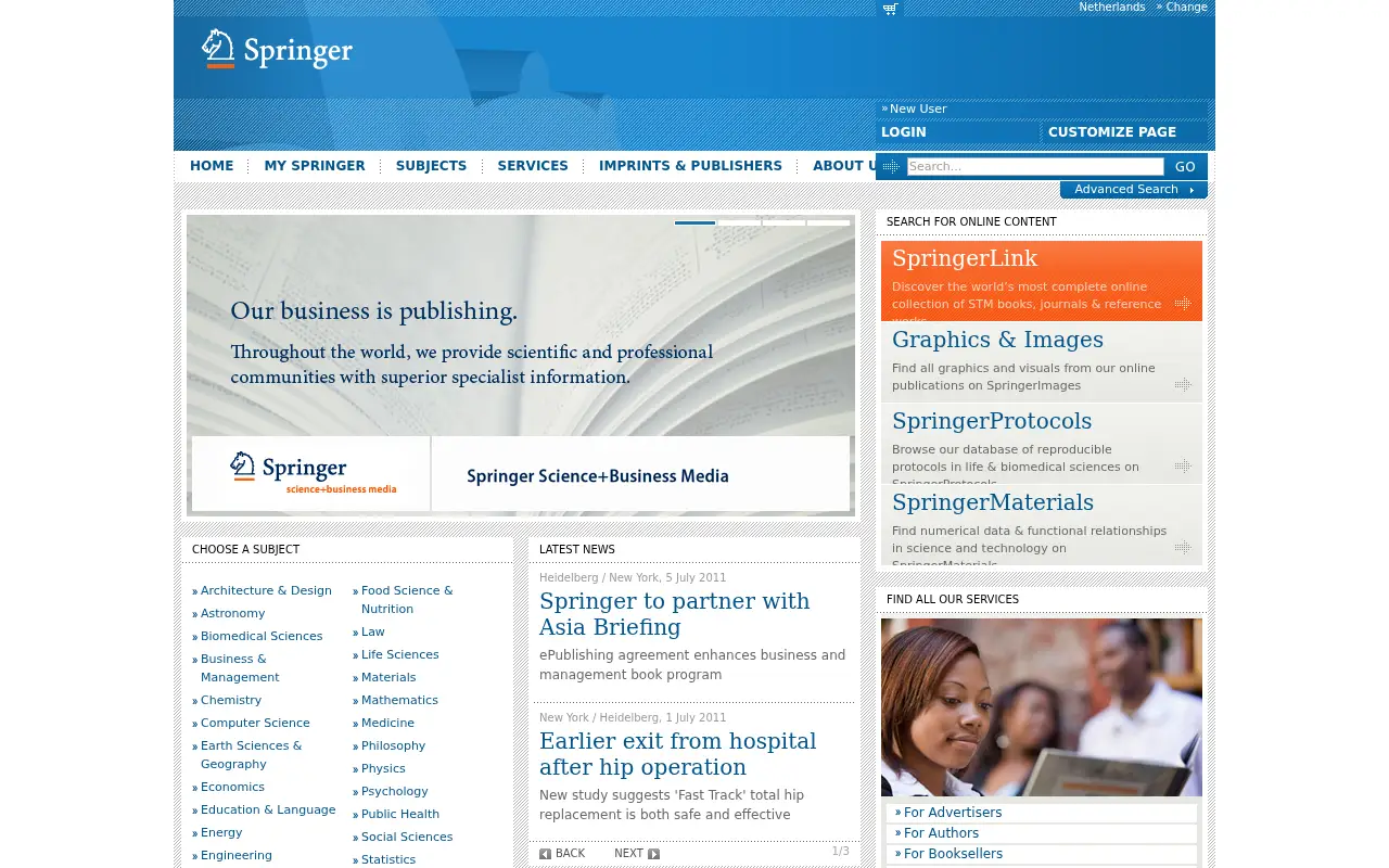 springer.com in 2011