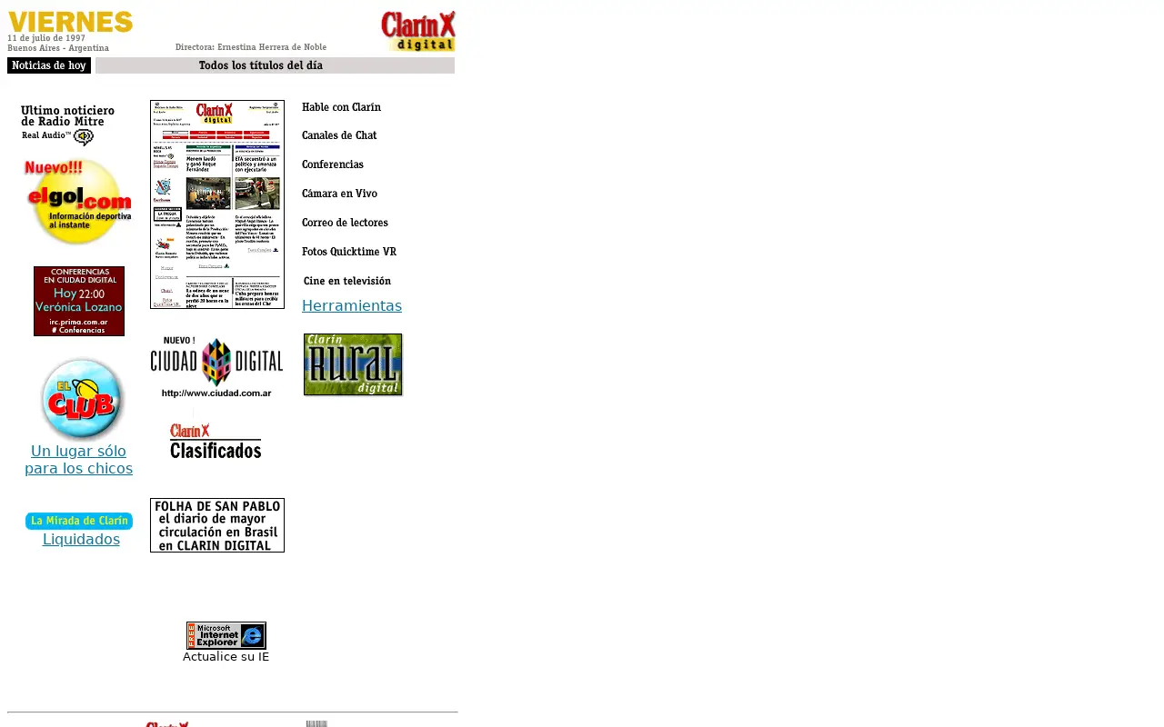 clarin.com on July 12, 1997