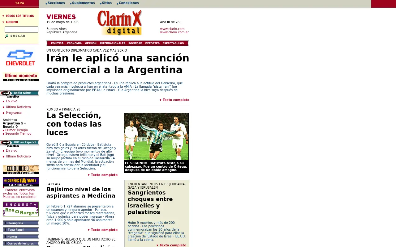 clarin.com on May 15, 1998