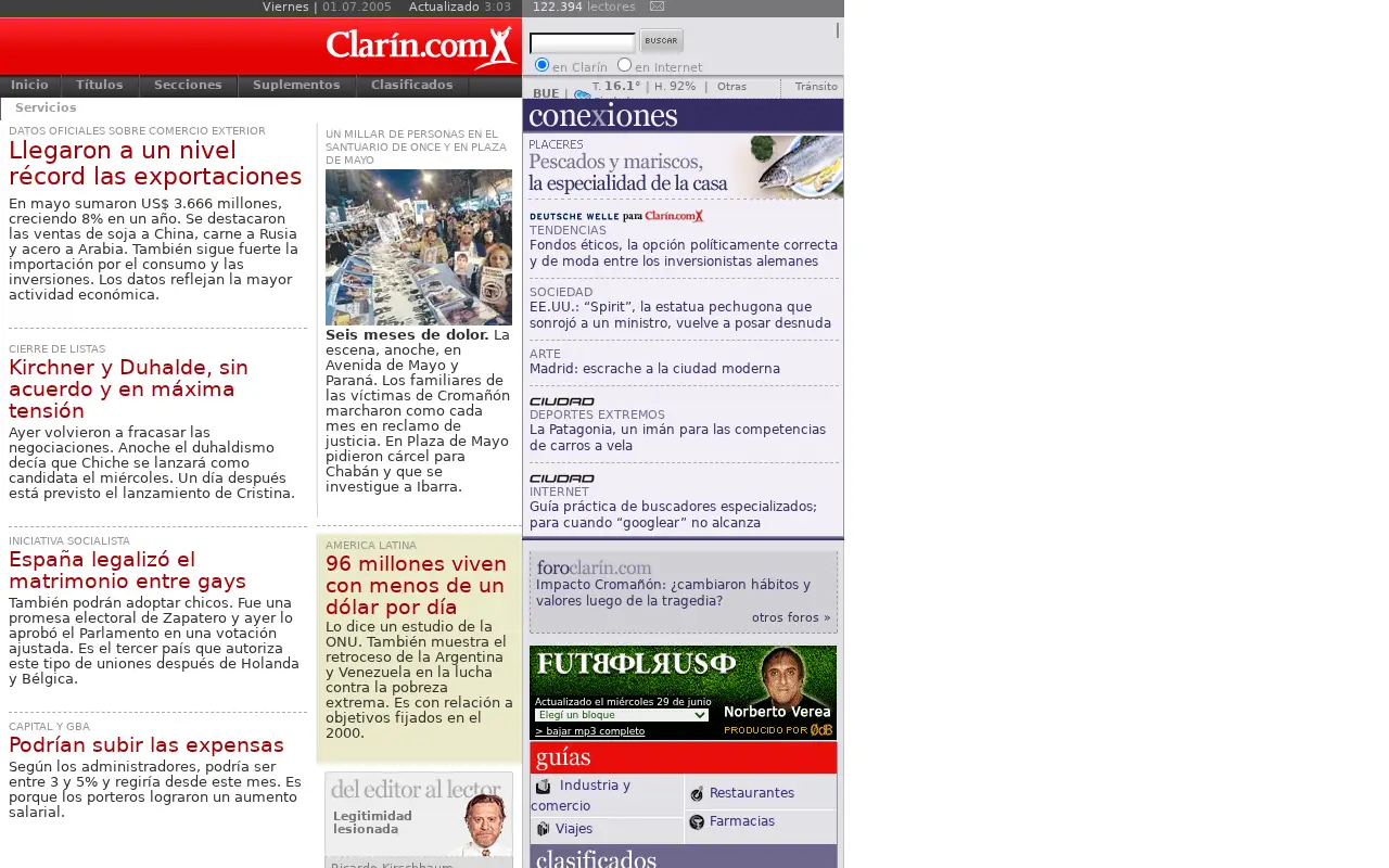 clarin.com on July 1, 2005