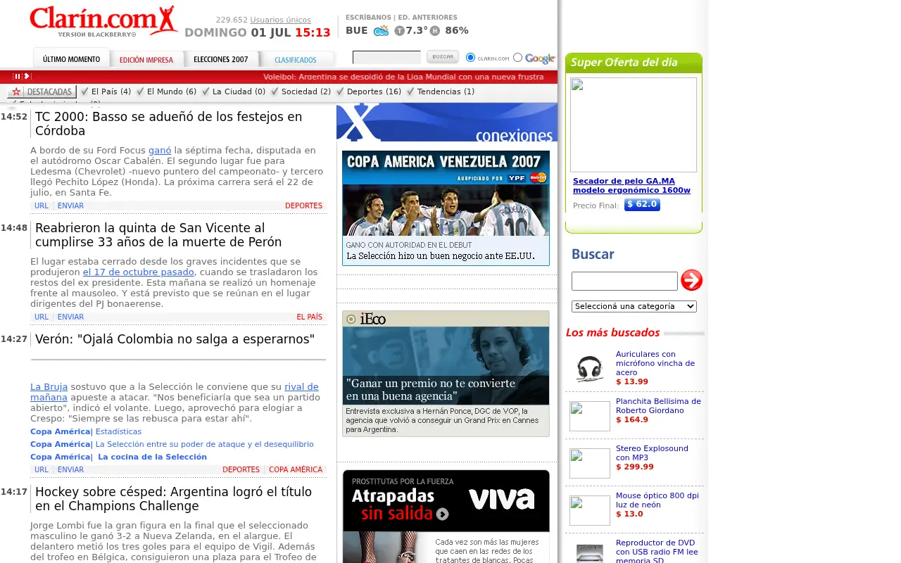 clarin.com in 2007