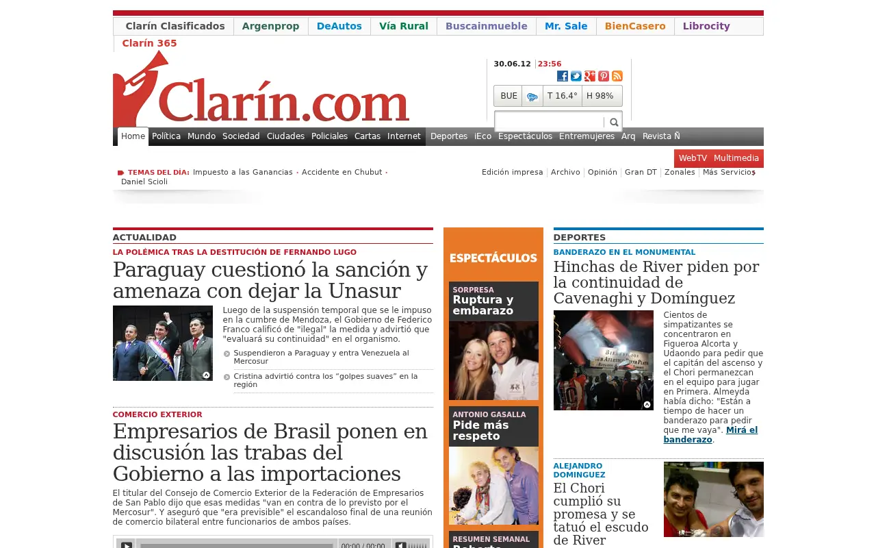 clarin.com in 2012