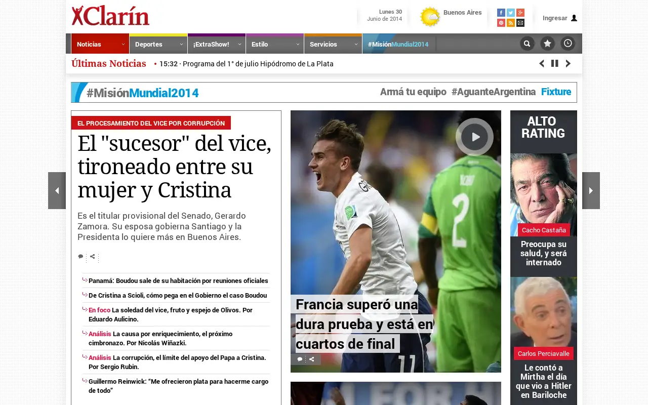 clarin.com on June 30, 2014