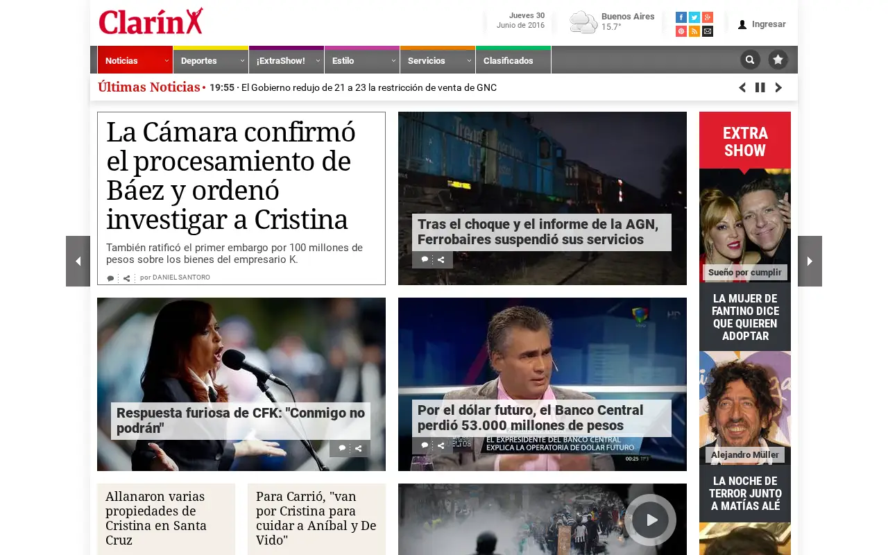 clarin.com in 2016