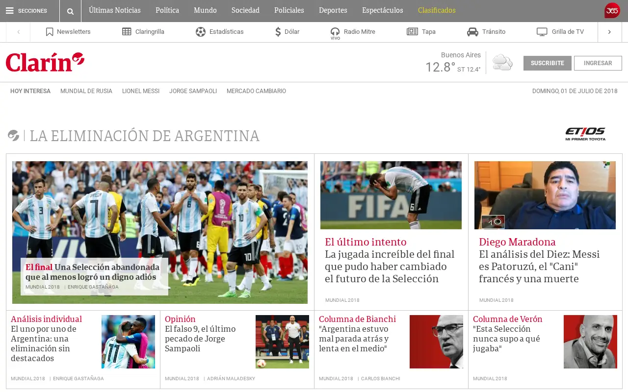 clarin.com on July 1, 2018