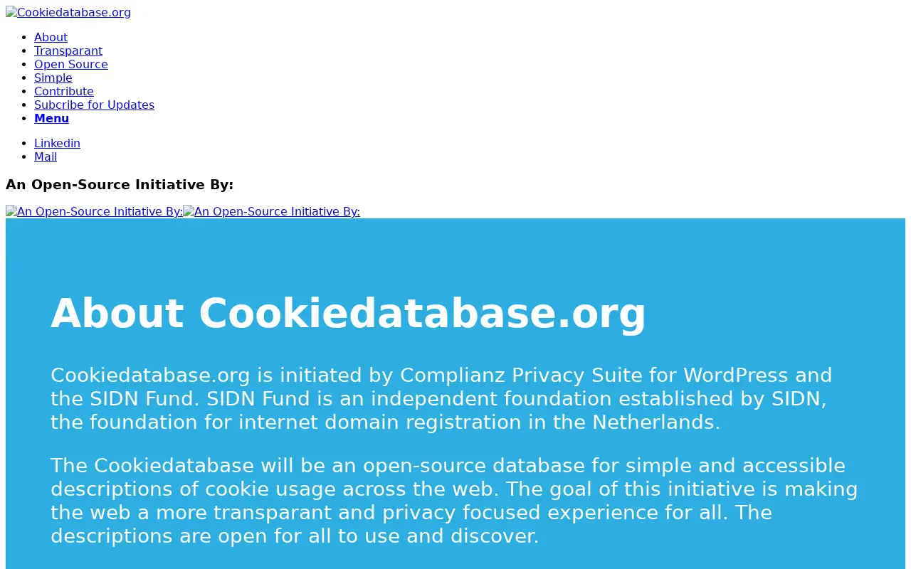 cookiedatabase.org in 2019