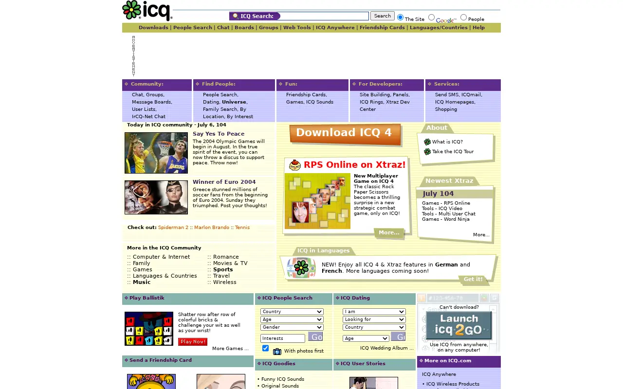 icq.com on July 6, 2004