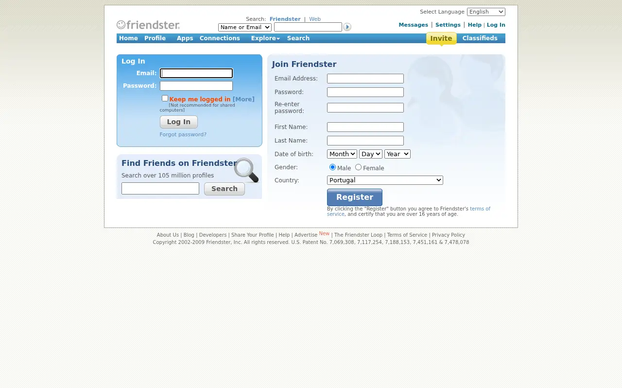 friendster.com on July 4, 2009