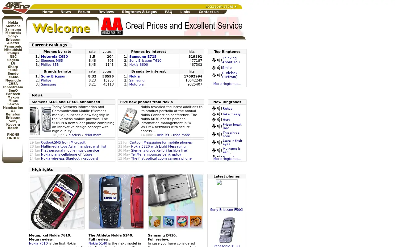 gsmarena.com in 2004