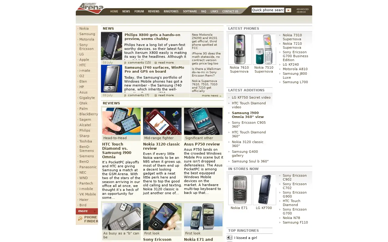 gsmarena.com in 2008