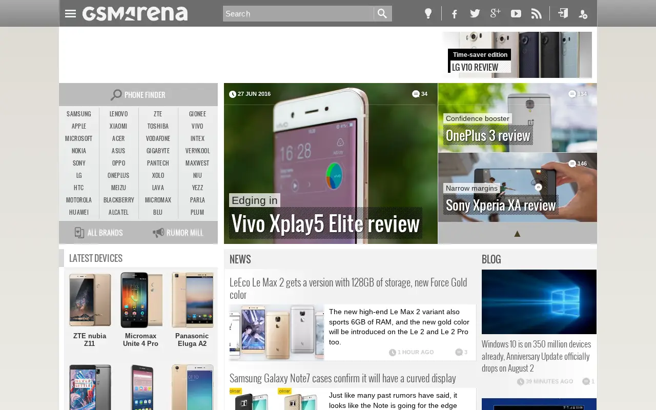 gsmarena.com in 2016