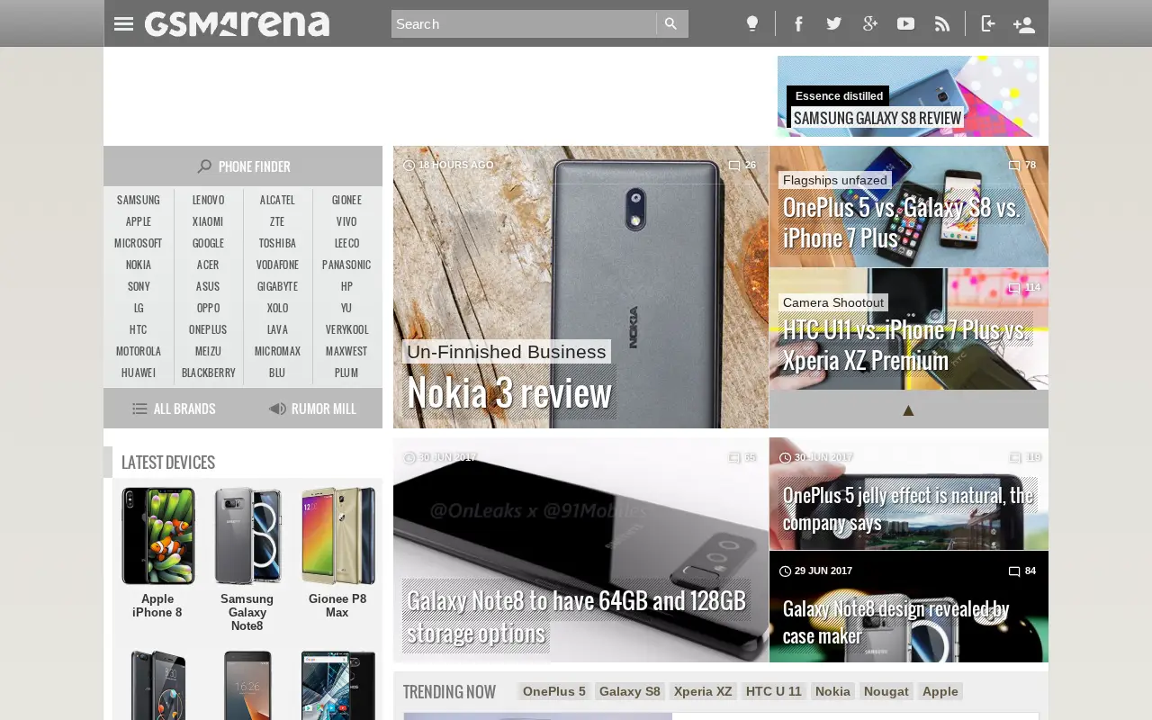 gsmarena.com in 2017